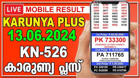 കാരുണ്യ പ്ലസ് ലോട്ടറി KN 526 .